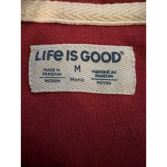 Life Is Good Men’s‎ Medium Red Sweatshirt Hoodie Beer Is Good, Front Pocket - Picture 6 of 6